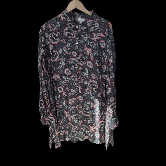 J. Jill NWT Marvel Black/White Pink Floral Tunic Sz 2X - Picture 3 of 11